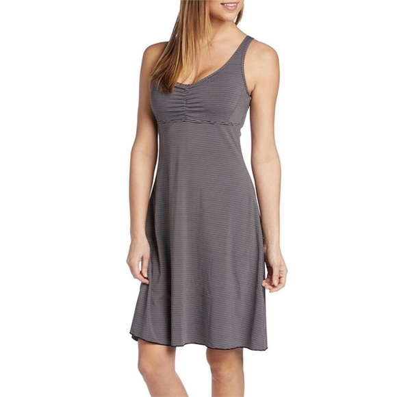 Prana Rebecca Dress Women's Striped Charcoal L Cage Strappy Back Beach Pool - Picture 1 of 7